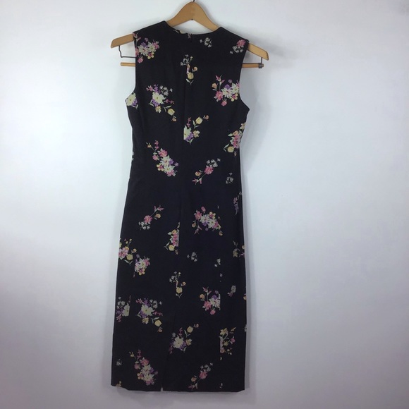 Zara Basic Black Floral Midi Dress - Picture 3 of 8